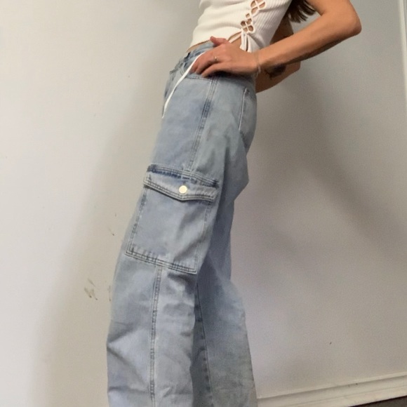 Vintage High Waist Baggy Cargo Denim Jeans size 26/27 - Picture 3 of 9